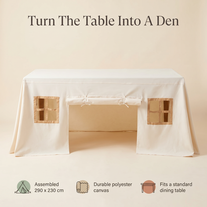 Little Teekie Table Play Tent | Fits Over Dining Tables, 290 x 230 cm – Natural – key features