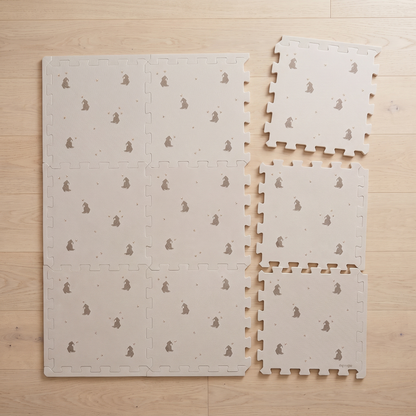 Little Teekie EVA Foam Play Mat | 100 x 100 cm, 9 Interlocking Pieces – Bees and Bears Print – what's included