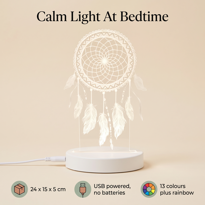 Little Teekie Plug-In LED Night Light | Dream Catcher Design, 24cm, USB – Colour Changing – key features