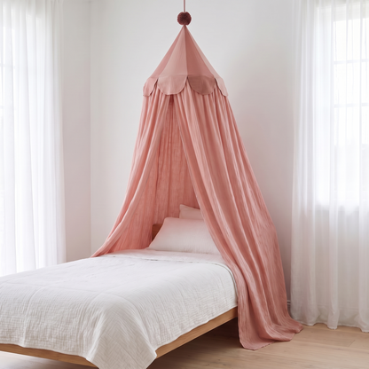 Little Teekie Kids Bed Canopy | Soft Drape, Doubles as Storage – Rose – alternate angle