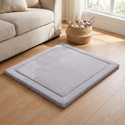 Little Teekie Velvet Memory Foam Play Mat | Anti-Slip Base, Machine Washable – Pebble Grey – styled in the home