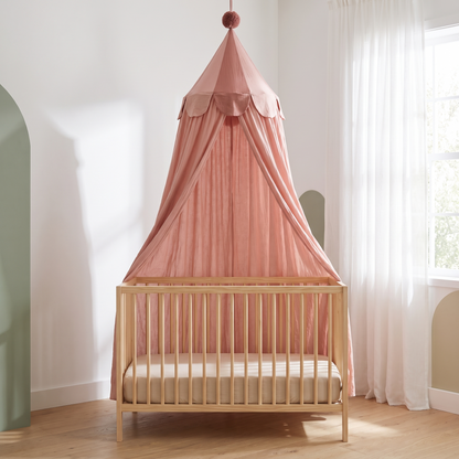 Little Teekie Kids Bed Canopy | Soft Drape, Doubles as Storage – Rose – styled in the home