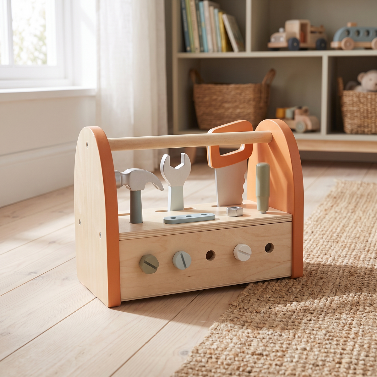 Little Teekie Wooden 2-in-1 Tool Box and Workbench | FSC Certified Wood, 25cm – lifestyle