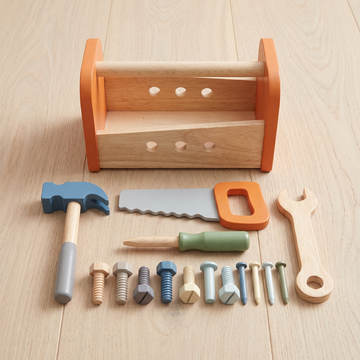 Little Teekie Wooden 2-in-1 Tool Box and Workbench | FSC Certified Wood, 25cm – what's included