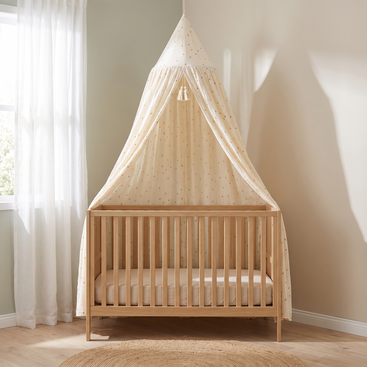 Little Teekie Printed Cotton Bed Canopy | Non-Toxic Materials, Ample Storage – Cherry – styled in the home