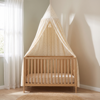Little Teekie Printed Cotton Bed Canopy | Non-Toxic Materials, Ample Storage – Cherry – styled in the home