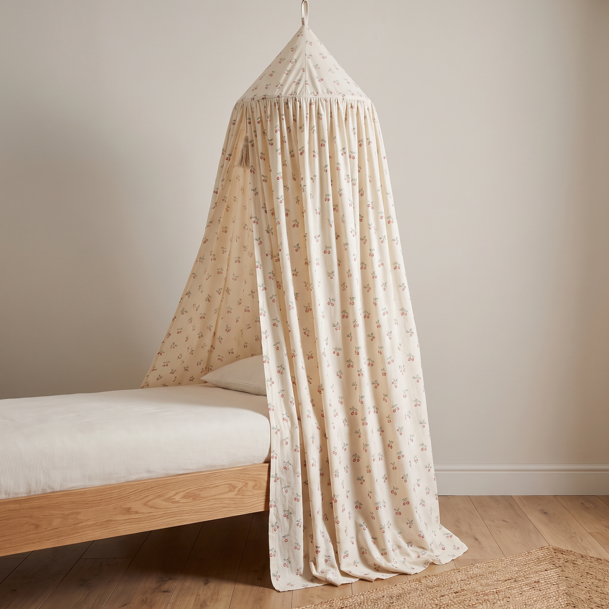 Little Teekie Printed Cotton Bed Canopy | Non-Toxic Materials, Ample Storage – Cherry – alternate angle