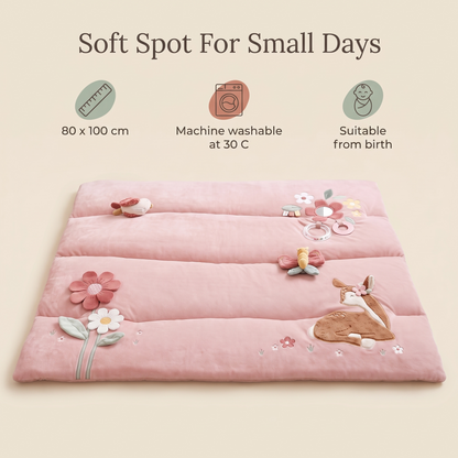 Little Teekie Padded Playpen Play Mat | 80 x 100 cm, Sensory Toys, Machine Washable – Pink – key features