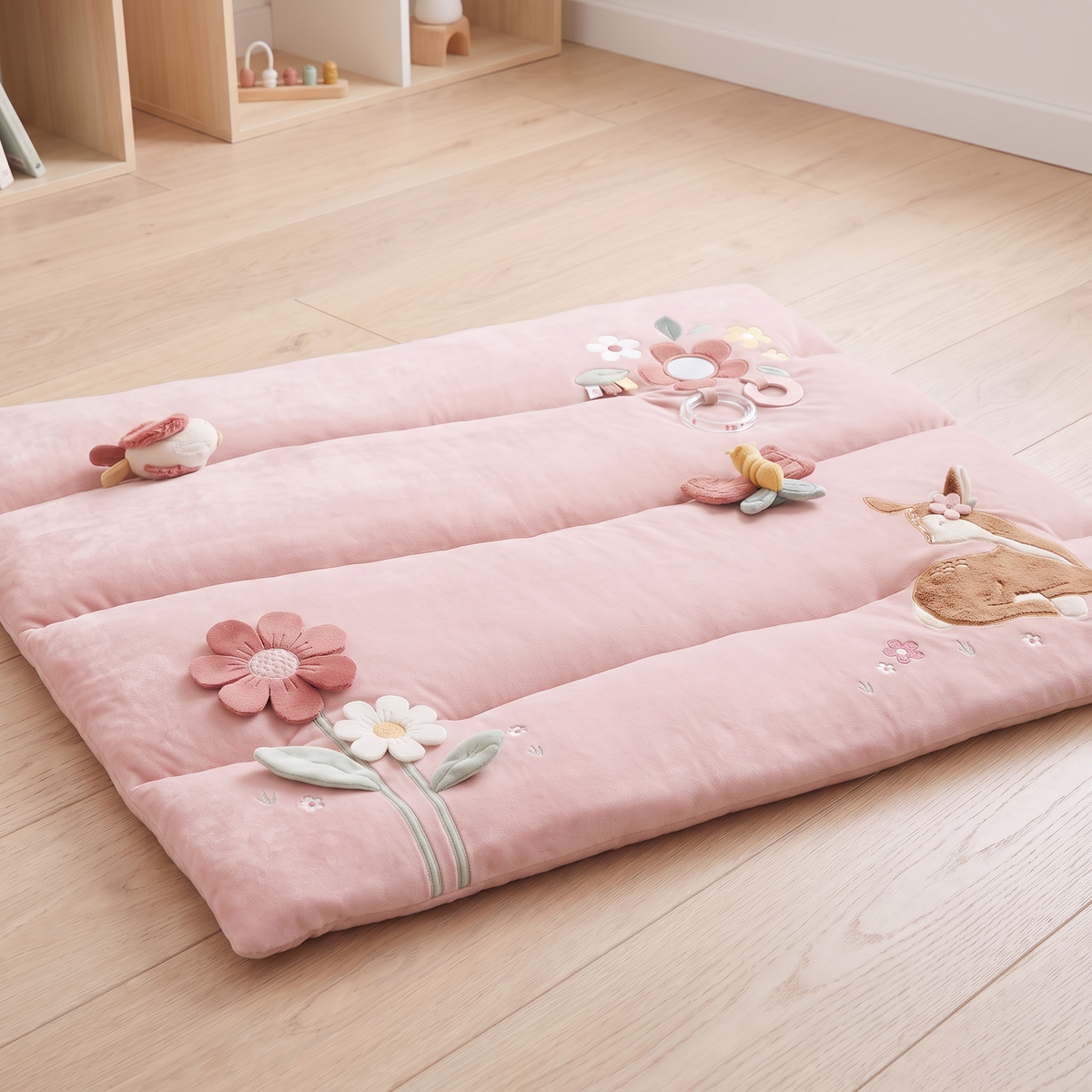 Little Teekie Padded Playpen Play Mat | 80 x 100 cm, Sensory Toys, Machine Washable – Pink – alternate angle