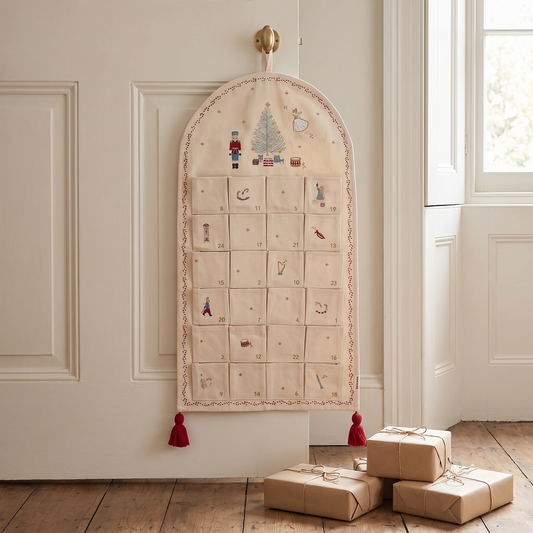 Little Teekie Fabric Advent Calendar | Embroidered Illustrations, Red Tassels – Nutcracker – lifestyle