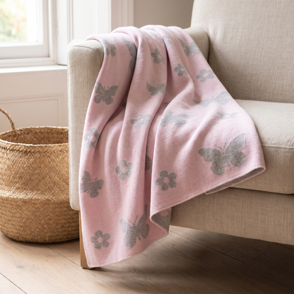 Little Teekie Personalised Merino Wool Blanket | Knitted Name, 130 x 70cm Extra Fine – lifestyle