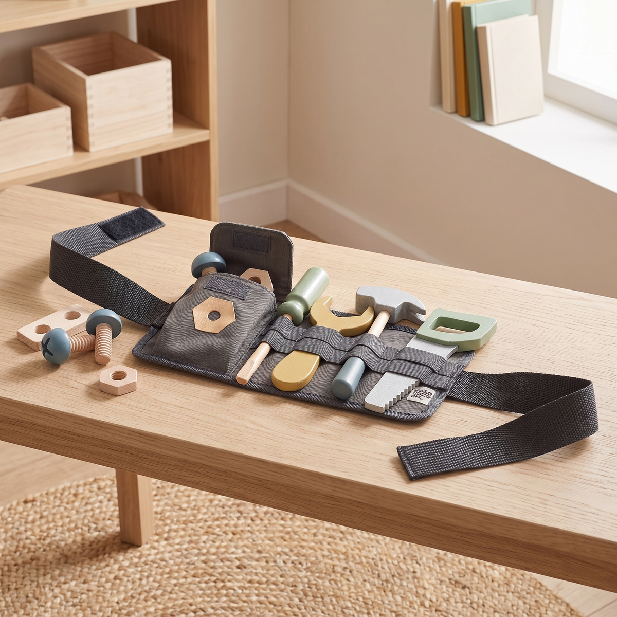 Little Teekie Wooden Tool Belt Set | Adjustable 40–80cm, FSC Certified Wood – styled in the home