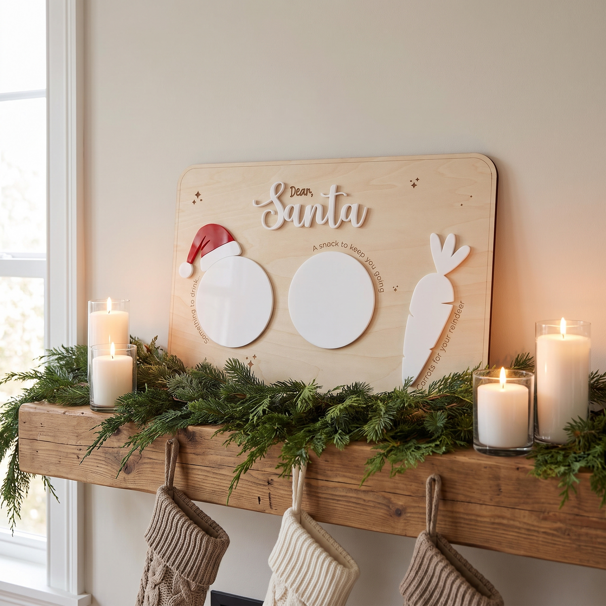 Little Teekie Santa Treat Board | Cookies, Drink & Carrots, 30x20cm – Plywood & Red – lifestyle