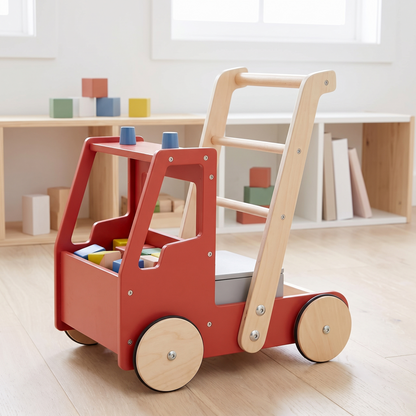 Little Teekie Wooden Fire Truck Push Walker | Birchwood, Storage Box, 24 Months+ – styled in the home