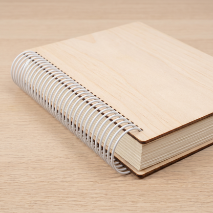 Little Teekie Personalised Wooden Baby Memory Book | Etched Name, 90 Pages 25 x 31.5cm – Natural Timber – alternate angle