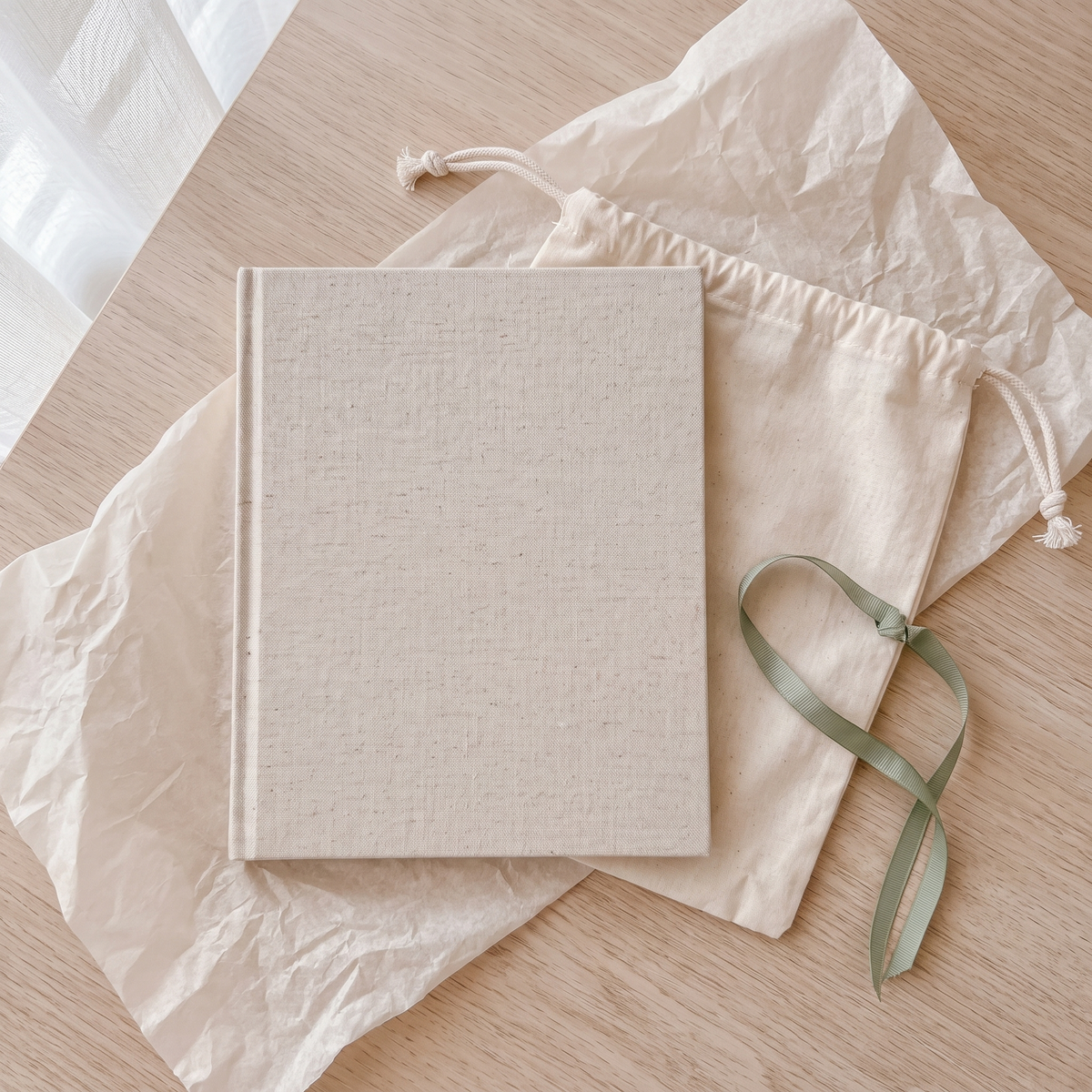 Little Teekie Baby Memory Book | Cloth Hardcover, Gold Foil, 98 Pages – Neutral Cloth – styled in the home