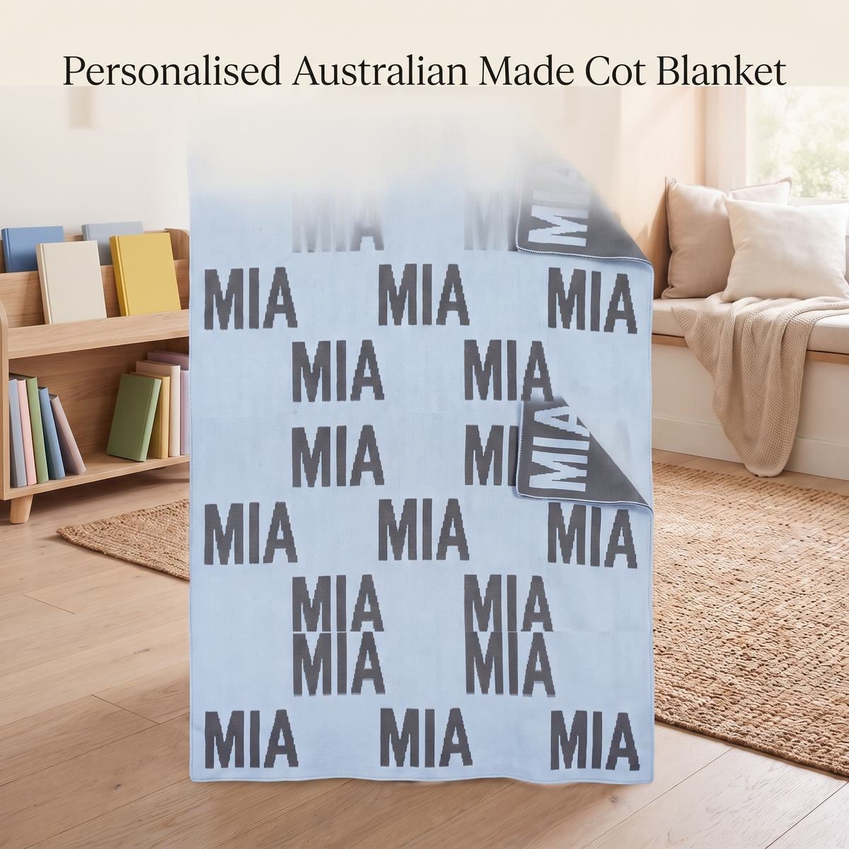 Little Teekie Personalised Cot Baby Blanket | Knitted Name, 150 x 90cm Cotton – key features