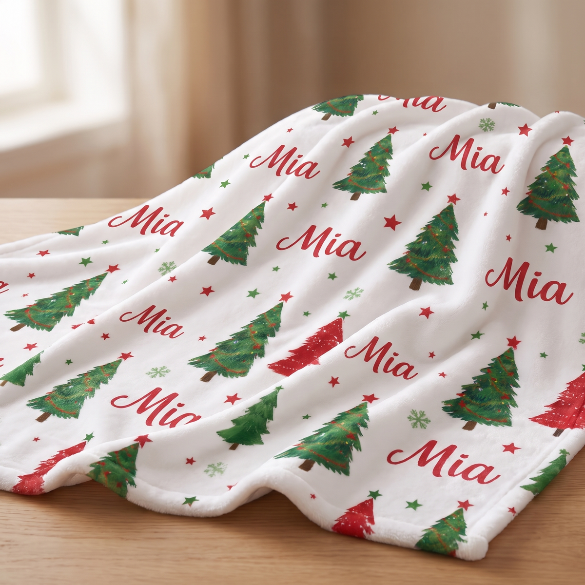 Little Teekie Personalised Christmas Blanket | Printed Name, 350gsm Fleece – Choose Your Colour – personalisation detail