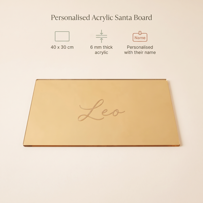 Little Teekie Personalised Santa Treat Board | Engraved Name, Acrylic 40x30cm – Choose Your Colour – key features