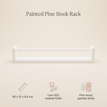 Little Teekie Front-Facing Kids Book Rack | Wall-Mounted Pine, Low-VOC Enamel – All White – key features