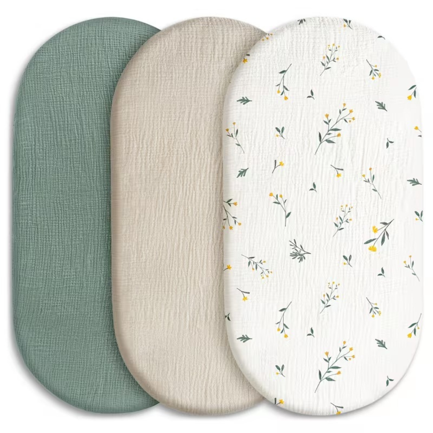 Little Teekie 3 Pack Muslin Baby Bassinet & Changing Pad Sheets