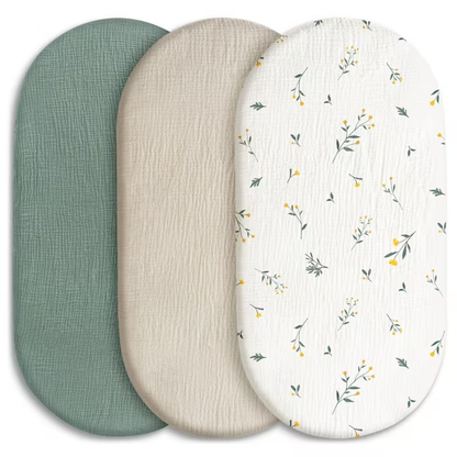 Little Teekie 3 Pack Muslin Baby Bassinet & Changing Pad Sheets