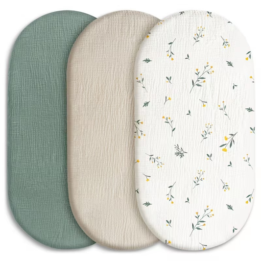 Little Teekie 3 Pack Muslin Baby Bassinet & Changing Pad Sheets