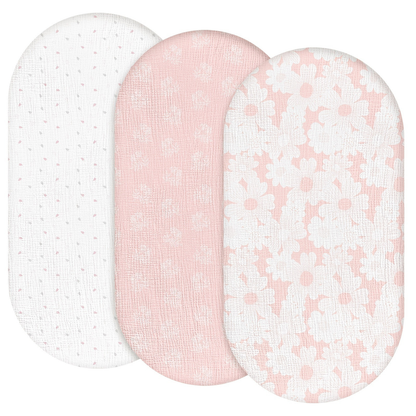 Little Teekie 3 Pack Muslin Baby Bassinet & Changing Pad Sheets