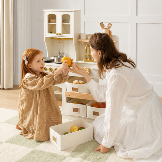 Montessori Wooden Play Kitchen with Storage