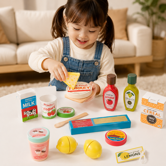 Little Teekie Wooden Dairy Play Food Set