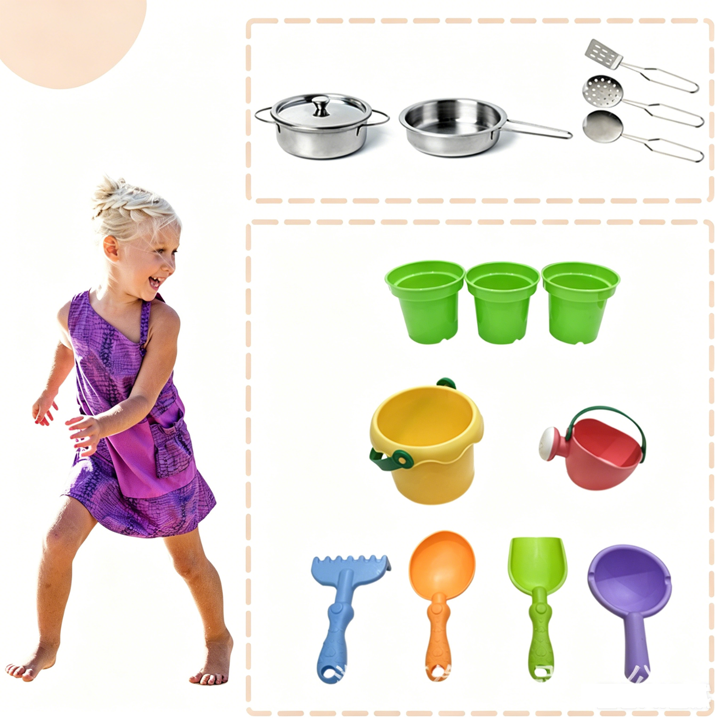 Little Teekie Wooden Mud Kitchen Play Set with Canopy