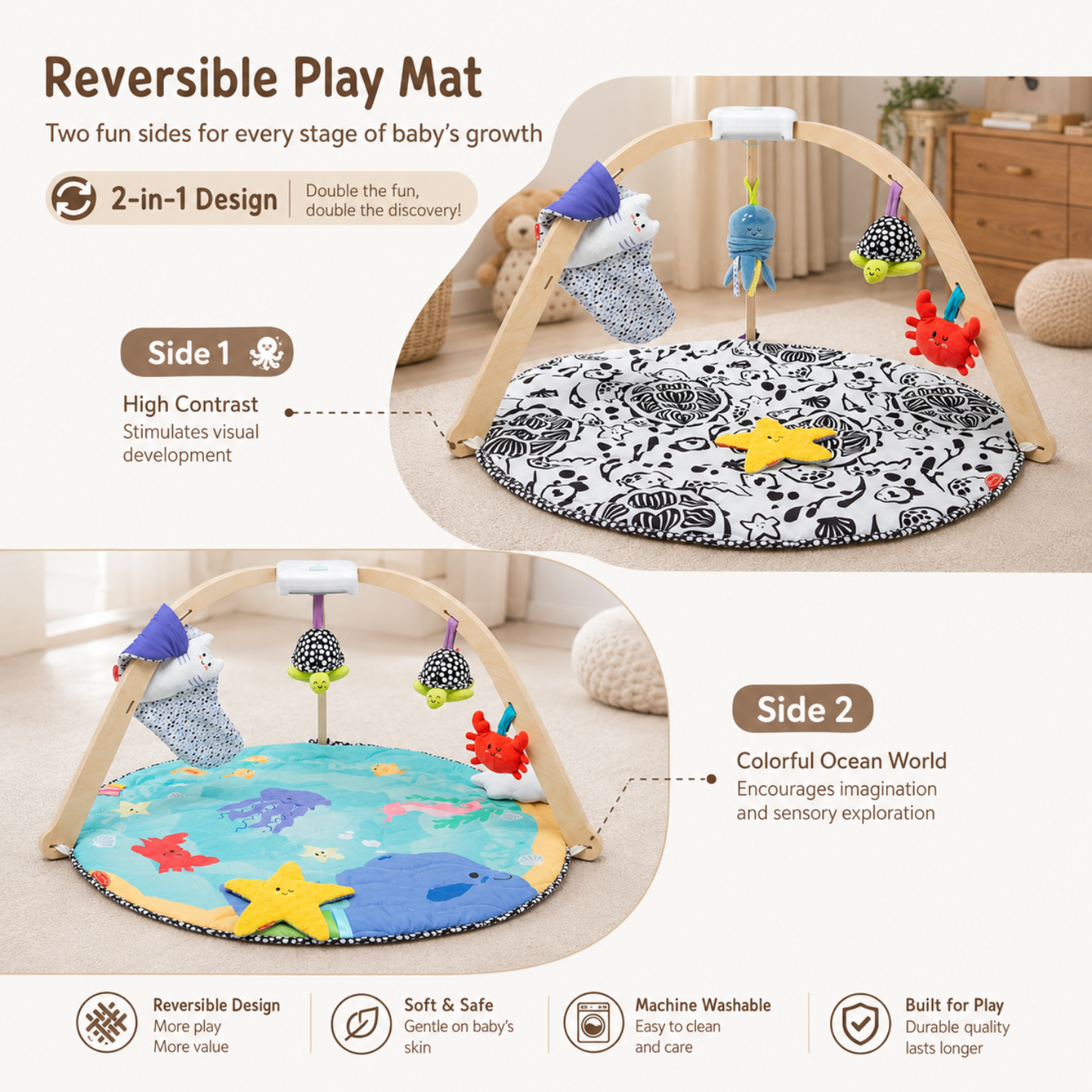 Little Teekie Ocean Baby Play Gym & Sensory Activity Mat