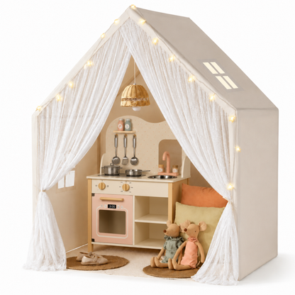 Little Teekie Playhouse Tent & Wooden Kitchen Playset