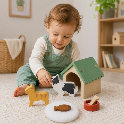 Little Teekie Wooden Pet Care Playset with Dog Figures