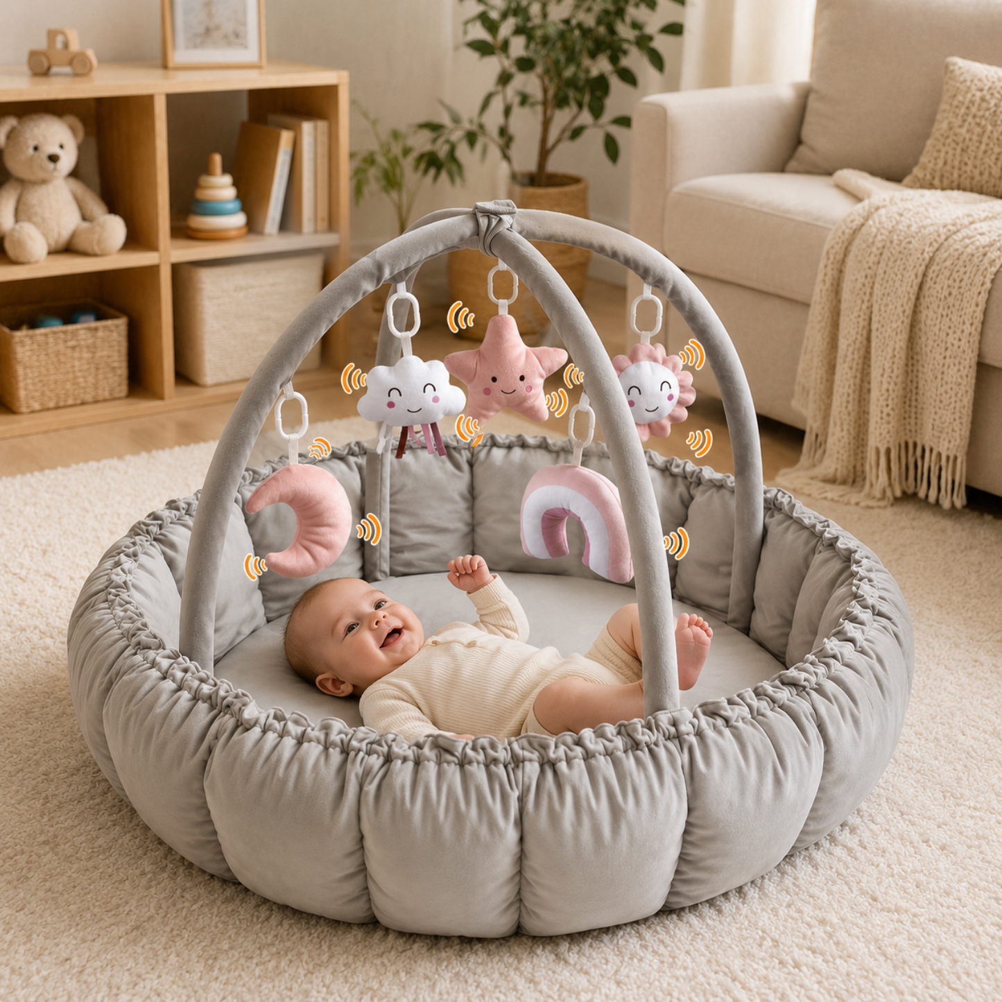 Little Teekie Baby Play Reversible Tummy Time Mat with Sensory Toys