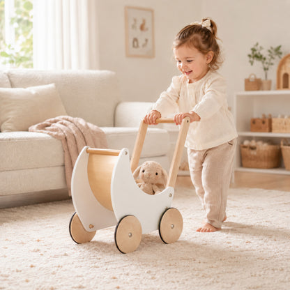Little Teekie Wooden Baby Walker Doll Pram