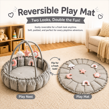 Little Teekie Baby Play Reversible Tummy Time Mat with Sensory Toys