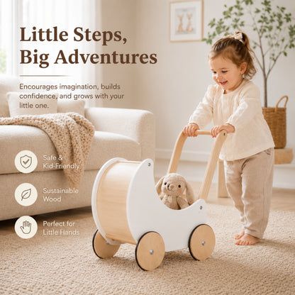 Little Teekie Wooden Baby Walker Doll Pram