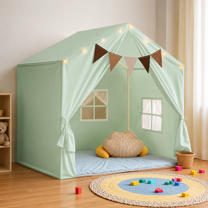 Little Teekie Boho Kids Play Tent with Curtains & Lights