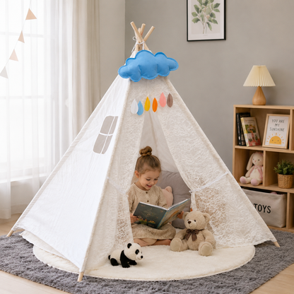 Little Teekie Kids Foldable Teepee Tent with Lights for Girls Indoor