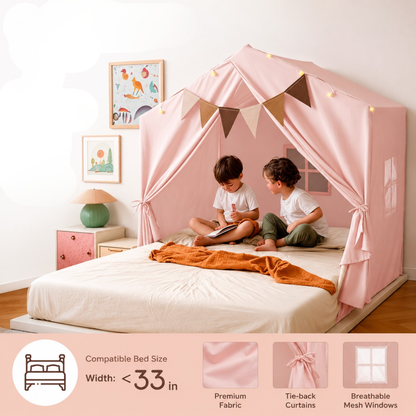 Little Teekie Boho Kids Play Tent with Curtains & Lights