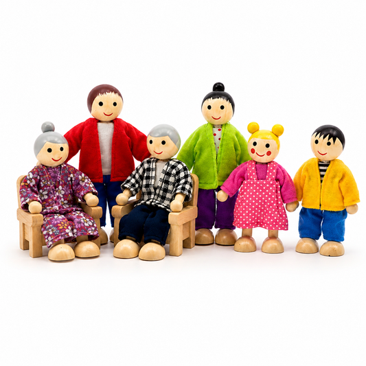 Little Teekie Wooden Family Doll Figures Playset