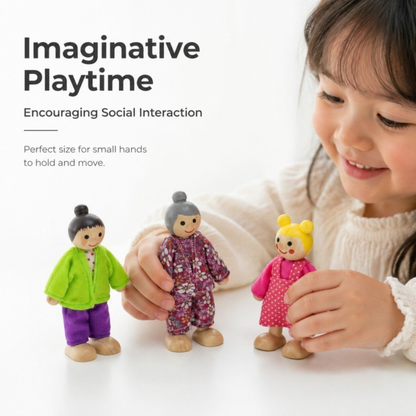 Little Teekie Wooden Family Doll Figures Playset