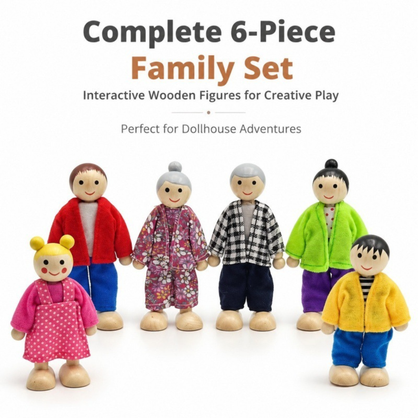 Little Teekie Wooden Family Doll Figures Playset