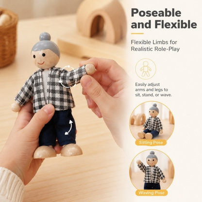 Little Teekie Wooden Family Doll Figures Playset