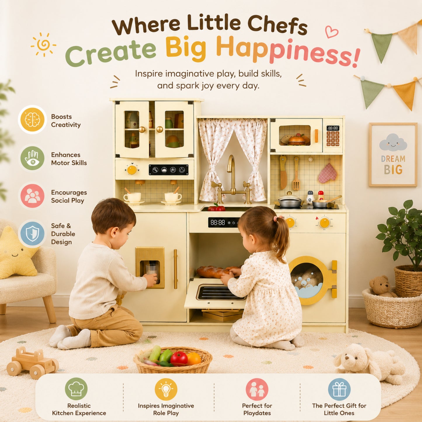 Little Teekie Wooden Kids Play Kitchen Set