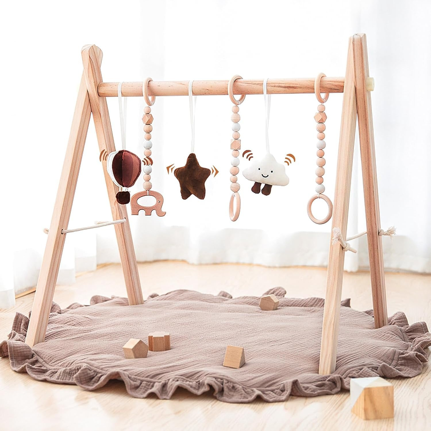 Little Teekie Wooden Foldable Baby Play Gym WIth Play Mat
