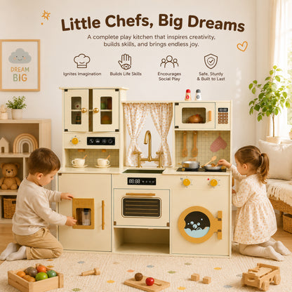 Little Teekie Wooden Kids Play Kitchen Set
