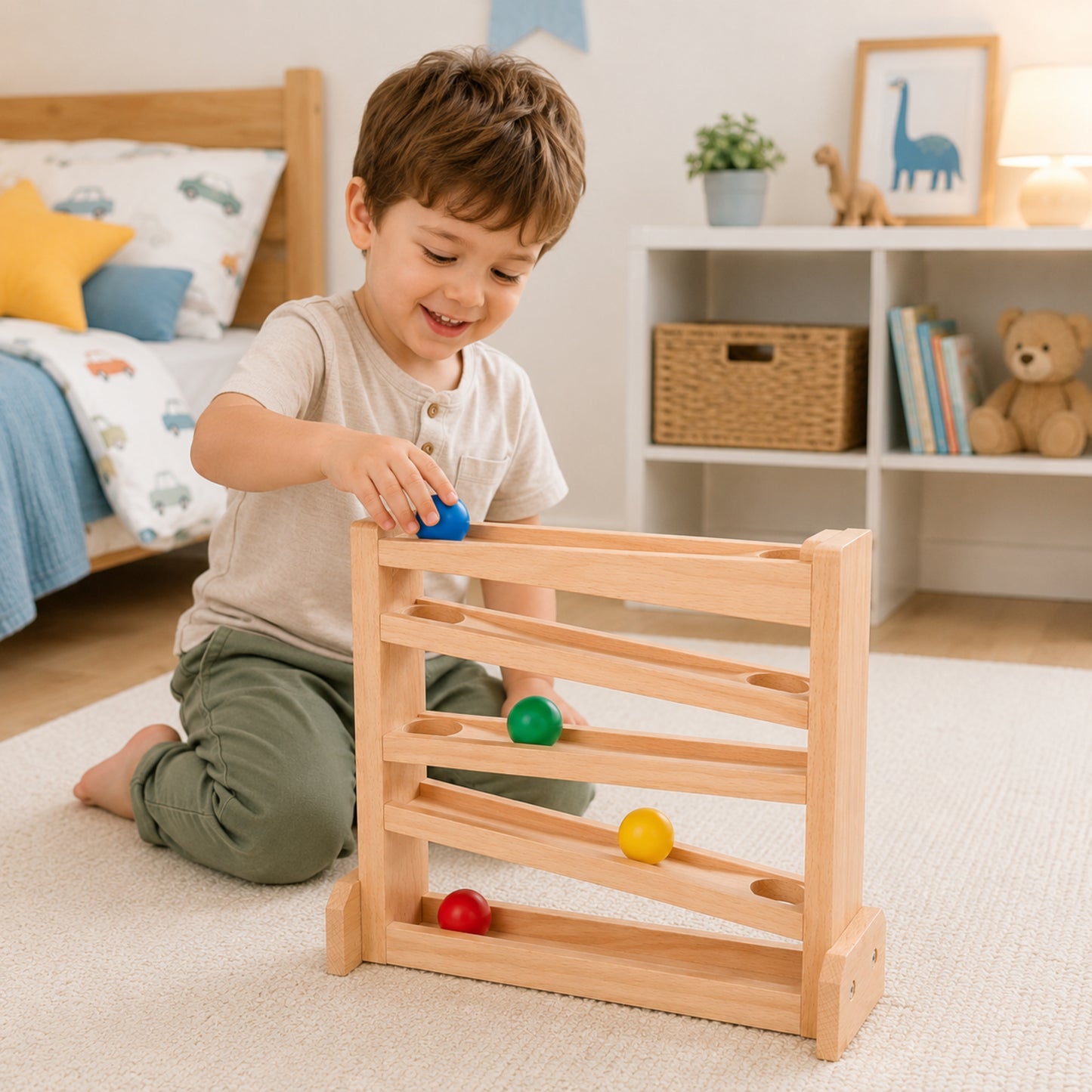 Little Teekie Wooden Ball Drop Track Toy