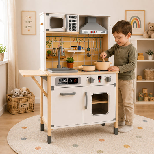 Little Teekie Wooden Play Kitchen Set with Realistic Features
